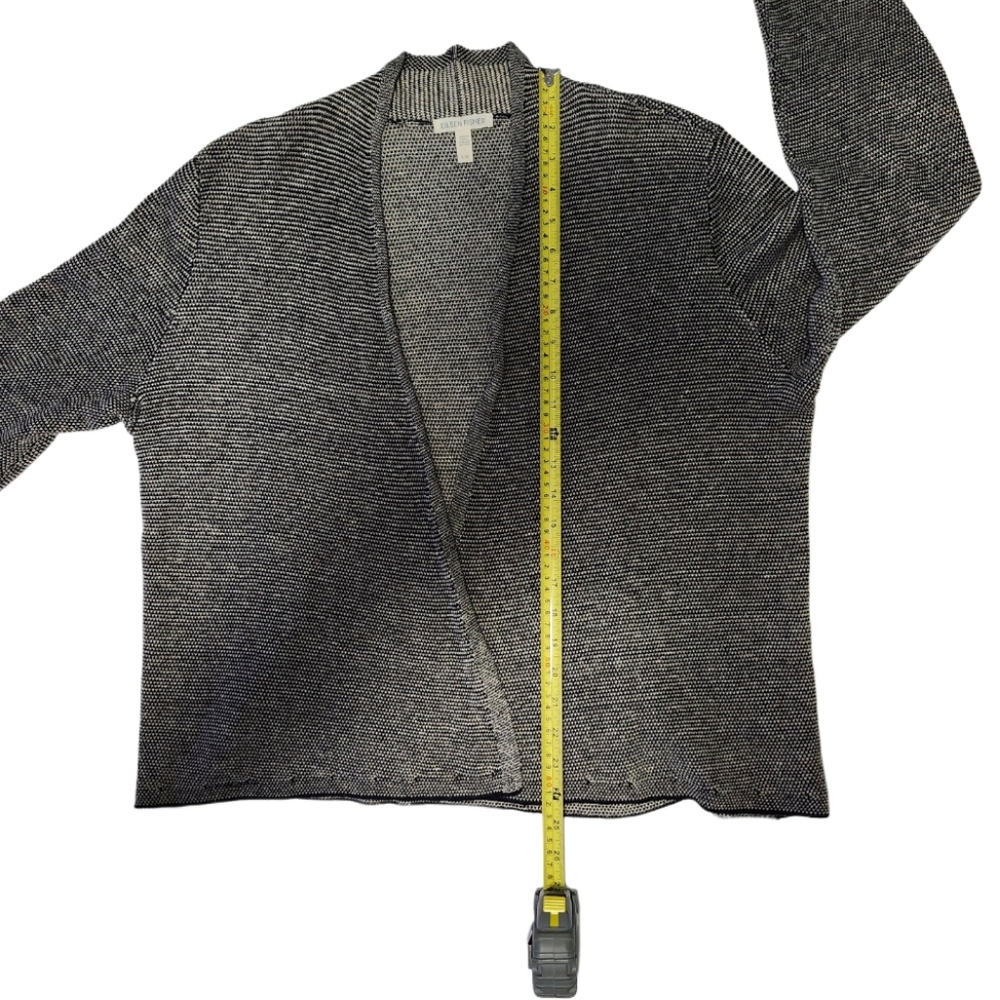 Eileen Fisher  Women's L Open-Front Cardigan 100% Organic Linen  Black - Picture 6 of 9